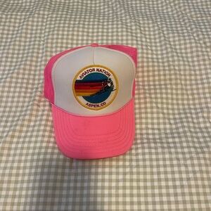 Aviator Nation Pink and White Cap